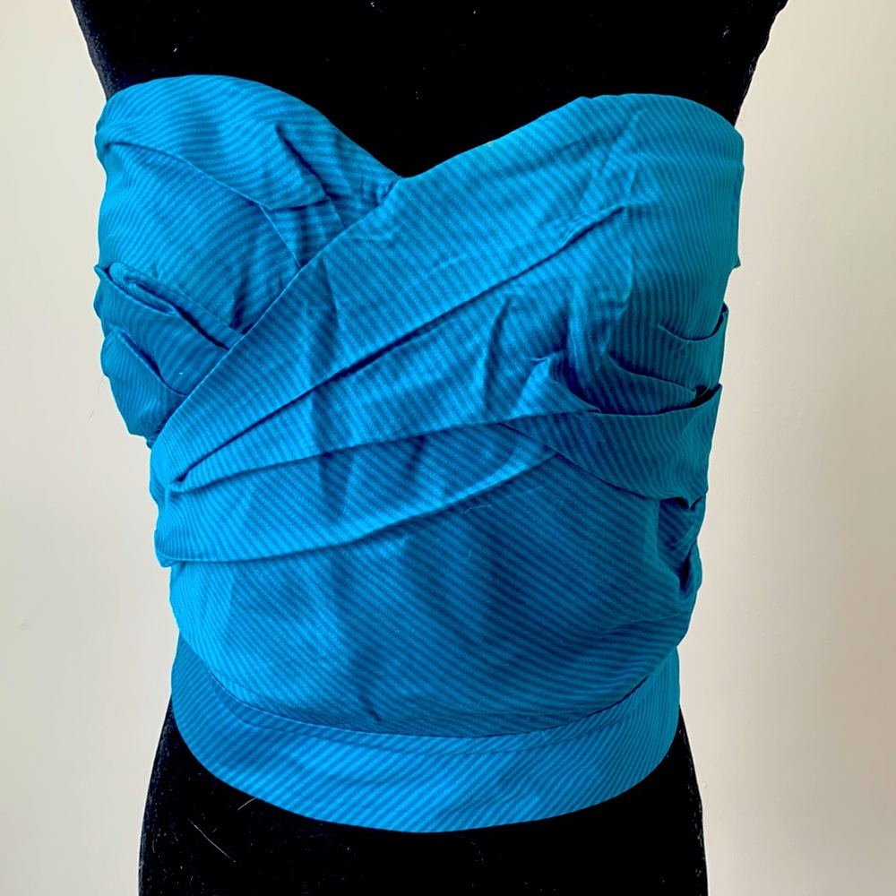 MARC BY MARC JACOBS Turquoise Silk Strapless Bustier Top